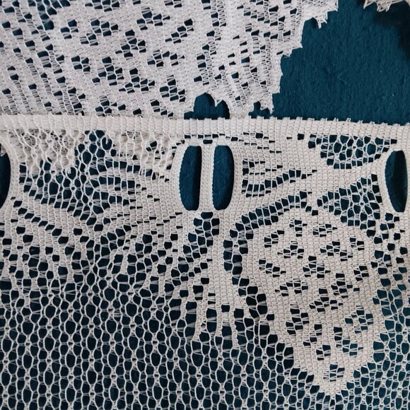 Set 3 Vtg Mantle Scarf Pinecone Pine Trees 22x60” White Heritage Lace Cabin - Picture 4 of 7